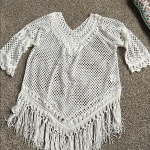 Boho White Crochet  Swimsuit Cover-Up